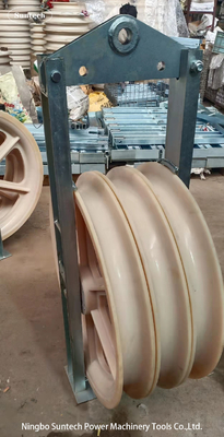 Conductor de nylon Stringing Pulley Blocks de las ruedas de la bujía métrica con el marco de acero galvanizado