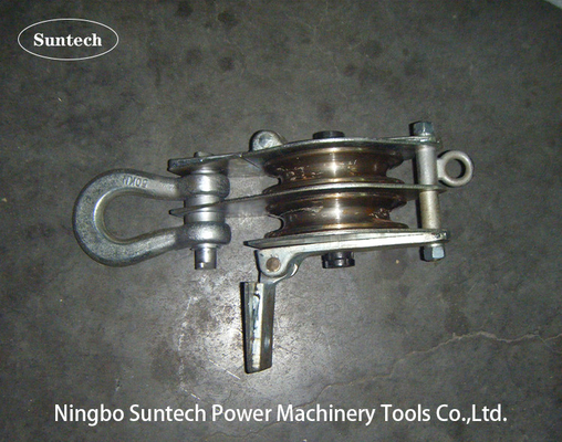 Dos tipo abierto conductor Stringing Tools del bloque de polea del gancho 30kN
