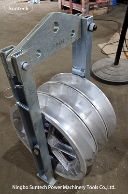 Línea de transmisión rodillos de aluminio de Stringing Blocks With del conductor de nylon de las ruedas de la bujía métrica
