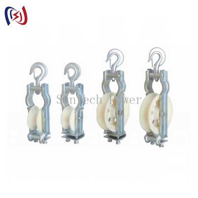 Bloque de tendido de conductor duradero con poleas de 660*560*100mm, vida útil de un año y conductor máximo LGJ1250 para obras de construcción