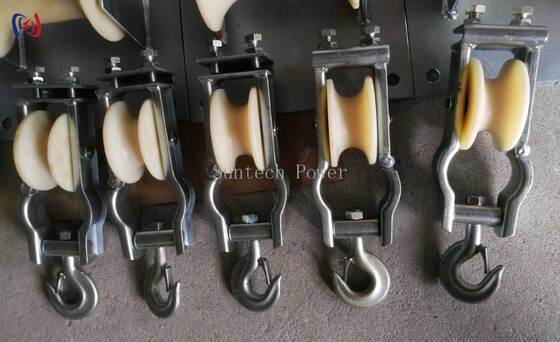 Bloque de cuerda de doble uso de tipo sentado y colgado con carga nominal de 5-20KN y peso ligero de 2.1 a 3.4 kg para la instalación en líneas aéreas