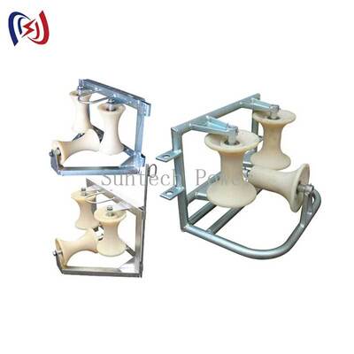 Tri-Sheave profesional de rodillos de tierra de esquina para protección contra curvas de 90 grados con carga nominal de 10KN y diseño resistente a la corrosión