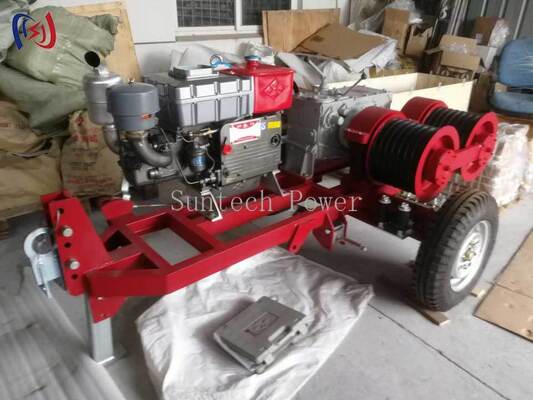Toro profesional de doble tambor de 6.3-9KW con velocidad de 2000-3600RPM para arrastre y tensado simultáneo de cables en trabajos de líneas eléctricas