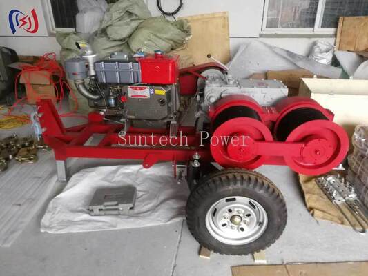 Toro profesional de doble tambor de 6.3-9KW con velocidad de 2000-3600RPM para arrastre y tensado simultáneo de cables en trabajos de líneas eléctricas