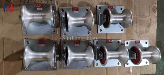 Rodillo de cable de carga nominal 5KN con soporte de aluminio fundido para instalación de cable subterráneo de 150-160 mm