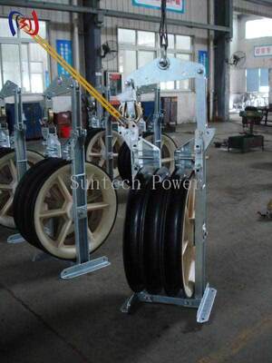 Bloque de cuerda de helicóptero para la instalación de la cuerda guía.